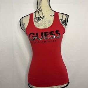 Y2K Guess Red Tank Top with Silver Logo